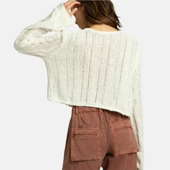 NWT Free People Robyn Cardi in Bright White - L - Picture 5 of 8